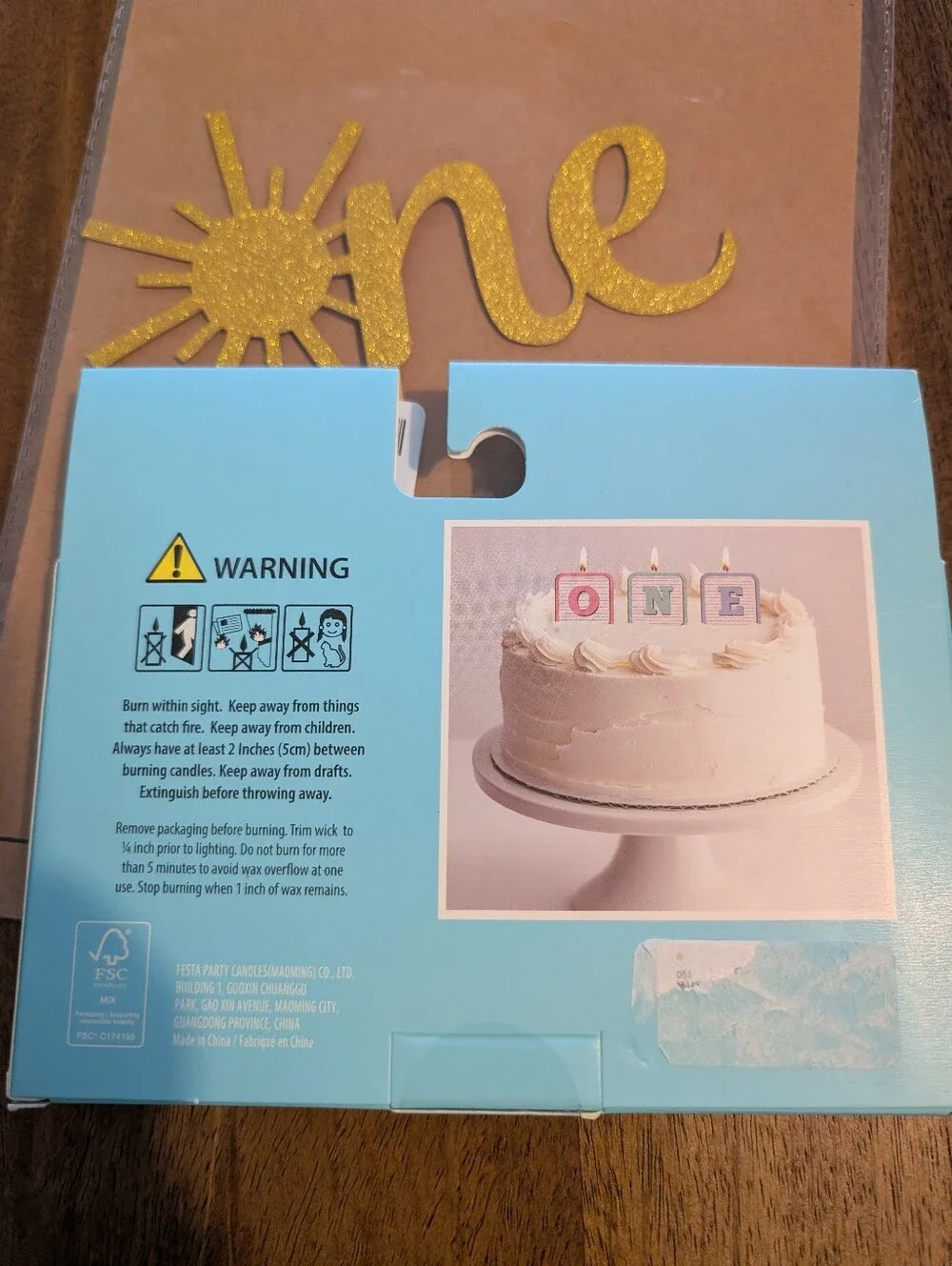 First Birthday Baby Bib, ONE Candle, And Sun Cake Topper